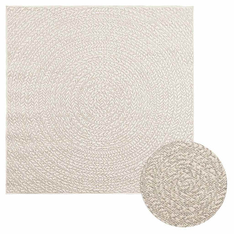 ZNTS Rug ZIZUR Cream 120x120 cm Jute Look Indoor and Outdoor 4010376