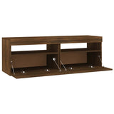 TV Cabinet with LED Lights Brown Oak 120x35x40 cm 815674