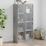 Highboard with Doors Concrete Grey 68x37x142 cm Engineered Wood 3295860