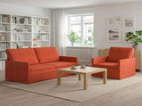 Sofa Set 2 pcs Red Orange Corduroy Fabric 3433253