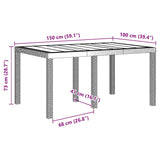 Garden Dining Table Light grey 150 x 100 x 73 cm Poly Rattan 871687