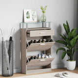 Shoe Cabinet with a Drawer and a Top Glass Shelf Wood Oak Look 241245