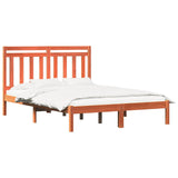 Bed Frame Wax Brown 205.5 x 145.5 x 100 cm Solid Pine Wood 3418136