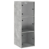 Wall Cabinet with Glass Doors Concrete Grey 35x37x100 cm 836486