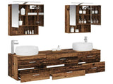 Bathroom Furniture Set 5 pcs Old Wood Engineered Wood and Glass 3407005