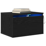 ZNTS Bedside Cabinets with LED Lights 2 pcs Wall-Mounted Black Oak 863083