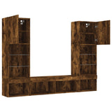 5 Piece TV Wall Units with LED Smoked Oak Engineered Wood 3216694