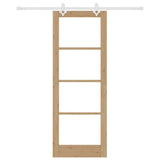 Sliding Door Natural 78 x 211 cm Solid Pine Wood and Glass 3332217