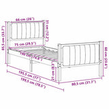 Bed frame Brown and dark grey 75 x 190 cm Solid pine wood 878510
