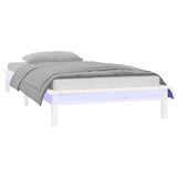 LED Bed Frame without Mattress White 75x190 cm Small Single Solid Wood 820632