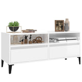 TV Cabinet High Gloss White 100x34.5x44.5 cm Engineered Wood 831903