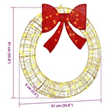 Wreath with 80 LEDs Warm white 91 x 91 x 9 cm PET 42019137