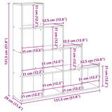 Room Divider Bookcase 4-Tier Smoked Oak 131.5x29x131.5 cm Engineered Wood 857971