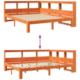 Bookcase Bed without Mattress Wax Brown 140x200 cm Solid Wood Pine 3324384