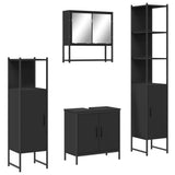 4 Piece Bathroom Furniture Set Black Engineered Wood 3214710