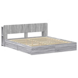 Bed Frame with Storage Grey Sonoma 200 x 200 cm Engineered Wood 3433607