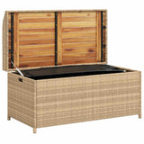 Storage Bench Mix Beige 100x50x52 cm Poly Rattan and Acacia Wood 365951