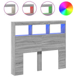Headboard Cabinet with LED Grey Sonoma 120x17x102 cm 839194