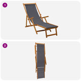 Folding Sun Lounger 2 pcs 3 Position Solid Eucalyptus Wood Grey 3407820