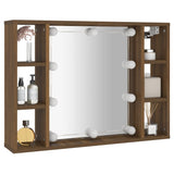 ZNTS Mirror Cabinet with LED Brown Oak 76x15x55 cm 820447