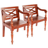 ZNTS Batavia Chairs 2 pcs Dark Brown Solid Mahogany Wood 246965