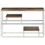 Console Table Silver Stainless Steel and Solid Reclaimed Wood 350008