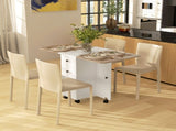 Multi-Storage Six-Person Drop Leaf Dining Table - Oak and White T3398P343518