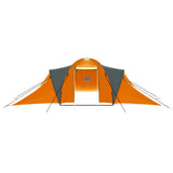 Camping Tent 9 Persons Fabric Grey and Orange 93181