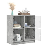 Side Cabinet with Glass Doors Concrete Grey 68x37x75.5 cm 836381