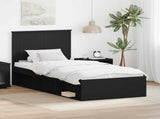 Bed Frame with Headboard Black 90 x 190 cm Solid Pine Wood 3411065