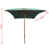 Garden Parasol 200x300 cm Wooden Pole Green 42959