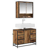 Bathroom Furniture Set with Door 2 pcs Old Wood Engineered Wood 3402426