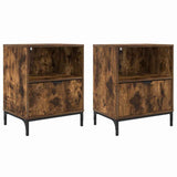Bedside Cabinet with Drawer 2 pcs Smoked oak 49 x 36 x 61 cm 883485