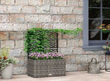 22 L Rattan with Trellis, Freestanding Raised Beds for Garden with Two Plant Boxes, Outdoor T3398P320083