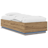 Bed Frame with LED Artisian Oak 80 x 200 cm Engineered Wood 3429572