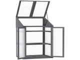 Wooden Cold Frame Polycarbonate Greenhouse with Openable Top Cover and Double Door, Grow House for T3398P314744