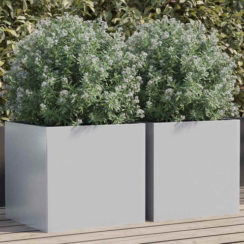 Planters 2 pcs Silver 42x40x39 cm Galvanised Steel 841558