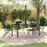 Garden Dining Set Folding 5 pcs Black Powder-Coated Steel 3379376