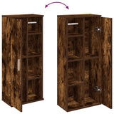 Bathroom Cabinet with Roll Holder Smoked Oak 39x22x90 cm 858528