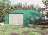 Walk-in Polytunnel Garden Greenhouse, Outdoor Mesh Door Greenhouse with PE Cover and 6 Windows, 3.5 T3398P318714