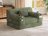 1-Seater Sleeper Sofa, Compressed Corduroy Sofa with High Backrest, Metal Frame, High-Density Foam, W3779P501255