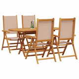 Garden Dining Set Folding 5 pcs Taupe Solid Acacia Wood 3375746