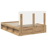 Bed Frame Artisian Oak 140 x 200 cm Solid Pine Wood 3412487