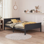 ZNTS Bed Frame without Mattress Grey Solid Wood Pine 120x200 cm 322204