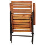 Garden Chair Set of 2 Brown and Black Acacia hardwood and steel 44391