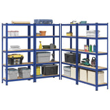 5-Layer Storage Shelves 4 pcs Blue Steel&Engineered Wood 3307593