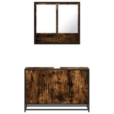 2 Piece Bathroom Furniture Set Smoked Oak Engineered Wood 3300922