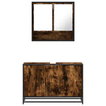 2 Piece Bathroom Furniture Set Smoked Oak Engineered Wood 3300922