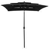 ZNTS 3-Tier Garden Parasol with Aluminium Pole Black 2x2 m 313850