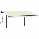 ZNTS Manual Retractable Awning with Posts 4x3 m Cream 3070137